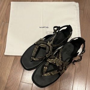 NEVER WORN Vince Leather Printed Gladiator Sandals